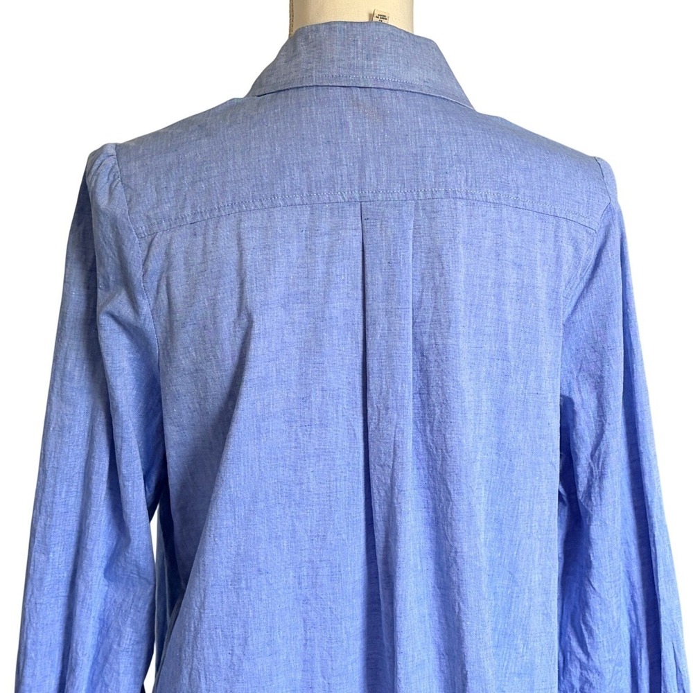 Tuckernuck Callahan Chambray Shirt Dress Blue Button Front Ruffle Hem Size L NWT - Picture 6 of 7